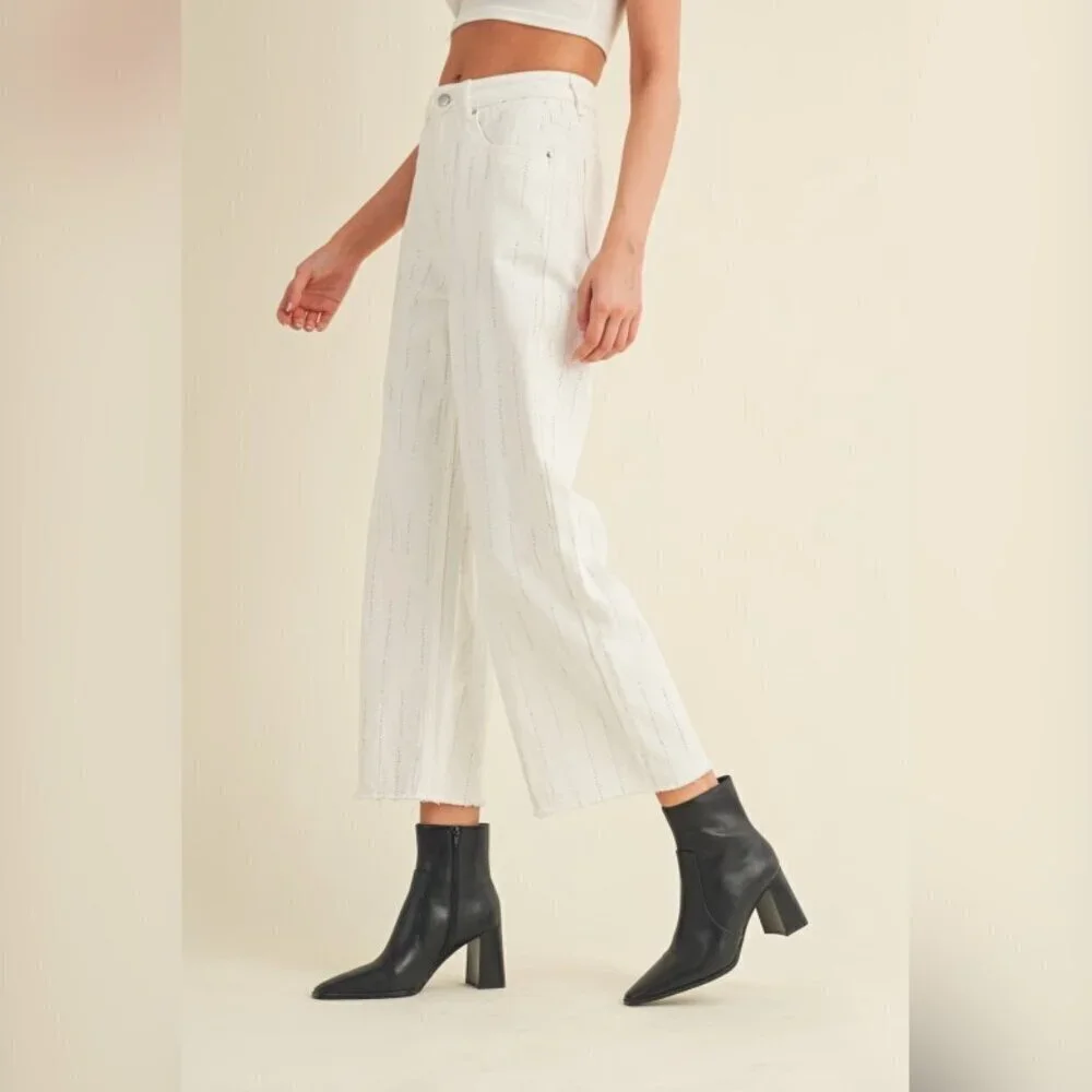 STILL BEJEWELED WHITE RHINESTONE JEANS
